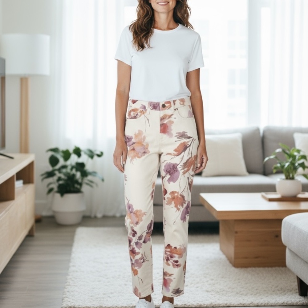 AG ADRIANO GOLDSCHMIED Womens Alexxis High Rise Floral Print Jeans Size 25R - Picture 3 of 12